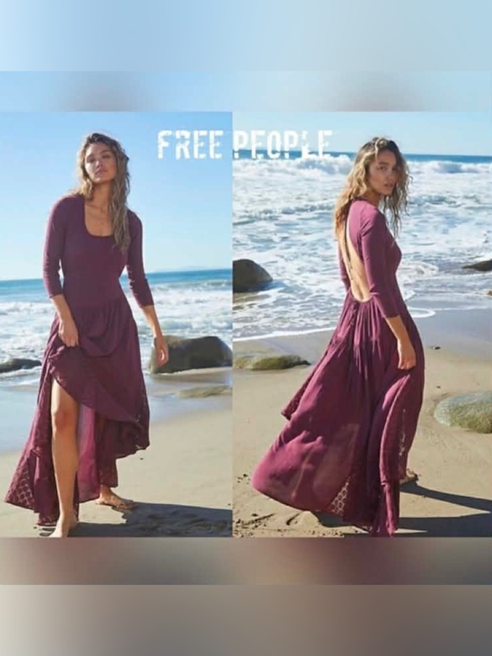 Free People "Sea Me Maxi Dress" Dry Rose burgundy color - Wmns sz XS